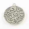 Tibetan Style Cvared Alloy Flat Round Pendant Cabochon Settings TIBEP-Q045-022AS-RS-2