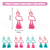 FIBLOOM 4 Pairs 4 Colors Alloy Flamingo Dangle Earrings EJEW-FI0003-20-9