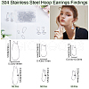 CREATCABIN 150Pcs 3 Size 304 Stainless Steel Hoop Earrings Findings STAS-CN0001-46-2