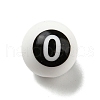 Round with Black Number 0 Silicone Focal Beads SIL-R013-01A-1