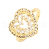 Brass Micro Pave Clear Cubic Zirconia Cuff Rings for Women RJEW-U047-17G-4
