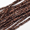Faceted Rondelle Transparent Painted Glass Beads Strands DGLA-J001-C03-4mm-1