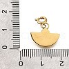304 Stainless Steel Pave Natural Lapis Lazuli Fan Pendant Decoration STAS-H202-05G-3