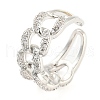 Curb Chains Shape Brass Open Cuff Rings with Cubic Zirconia RJEW-Q781-04P-1