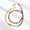304 Stainless Steel Leopard Print Flat Snake Chain Necklaces for Women NJEW-A044-02B-G-01-1