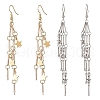 Brass Bar Link Chain with Star Dangel Earrings EJEW-JE06458-3