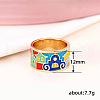 House Pattern Brass Enamel Finger Rings FS-WG03239-01-3