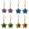 Natural Tiger Eye Star Dangle Earrings EJEW-MZ00354-2