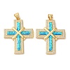 Rack Plating Brass Micro Pave Cubic Zirconia Pendants KK-P268-17D-G-1
