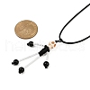 Halloween Theme Skeleton Glass Seed Beaded & Natural Black Onyx(Dyed & Heated) & Skull Dyed Synthetic Turquoise Pendant Necklaces NJEW-MZ00117-06-3