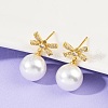 Bowknot Brass Micro Pave Clear Cubic Zirconia Dangle Stud Earrings EJEW-F895-11G-2
