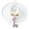 Giraffe Alloy Enamel Pendants Wine Glass Charms Sets AJEW-JO00186-5