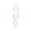 Handmade Round Woven Net/Web with Feather Wall Hanging Decoration HJEW-G015-05-1