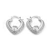 Clear Cubic Zirconia Heart Hoop Earrings EJEW-F329-01P-1