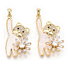 Brass Micro Pave Clear Cubic Zirconia Pendants KK-E068-VC290-1