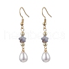 Flower with Teardrop 304 Stainless Steel ABS Plastic Imitation Pearl Dangle Earrings EJEW-JE06419-4
