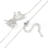304 Stainless Steel Crystal Rhinestone Cable Chain Bowknot Pendant Necklaces for Women NJEW-C055-08P-2