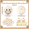 Gorgecraft 60Pcs Printed Natural Wood European Beads WOOD-GF0002-19B-2