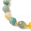 Natural Dyed Striped Agate Round Beaded Bracelets BJEW-JB11936-02-4