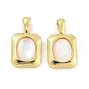 Brass Pave Shell Pendants KK-G490-41G-1