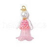 Glass Seed Beaded Flower Figurine Pendants PALLOY-MZ00686-2