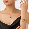 Stainless Steel Rhinestone Padlock Charm Bracelets & Necklaces Sets for Women QK4053-4