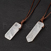 Natural Quartz Crystal Nugget Pendant Necklace with Waxed Cord for Women NJEW-F306-01H-2