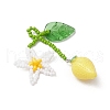 2Pcs 2 Styles Resin & Handmade Glass Seed Beaded Flower Lemon Big Pendants PALLOY-MZ00771-4