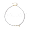 Brass Micro Pave Grade AAA Cubic Zirconia Letter Pendant Necklaces NJEW-JN04771-11-4