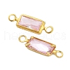 Brass Pave K9 Glass Connector Charms KK-Q059-02C-G-2
