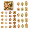 140Pcs 7 Styles Printed Wood Beads WOOD-TA0001-75-1