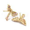 Brass with Colorful Cubic Zirconia Stud Earrings EJEW-B035-05KCG-2