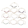 Heart Natural Gemstone Round Beads Braided Nylon Thread Bracelets for Women BJEW-MZ00166-4