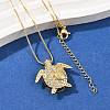 Brass Micro Pave Cubic Zirconia Pendant Necklaces NJEW-Q041-02G-4