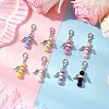 8Pcs 8 Colors Angel Alloy Beaded & Glass Pearl Round Beaded Pendant Decoration HJEW-JM03008-1