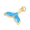 Whale Tail Brass Pendants KK-I723-36G-2