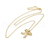 Brass Micro Pave Clear Cubic Zirconia Cable Chain Bowknot Pendant Necklaces for Women NJEW-C054-02C-G-3