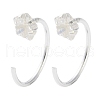 999 Fine Silver Micro Pave Clear Cubic Zirconia Pull Through Earrings EJEW-P296-28C-S-1