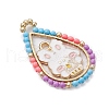 Easter Theme Glass Seed Beaded Teardrop with Rabbit Pendants PALLOY-MZ00580-02-3