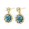 Brass & Synthetic Turquoise Stud Earring Findings KK-N258-18G-1