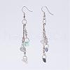 Natural Fluorite Beads Dangle Earrings EJEW-JE02322-04-1