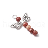 5Pcs 5 Styles Dragonfly Natural Sodalite & Maifanite & Pink Zebra Jasper & Red Jasper & Dyed Magnesite Beaded Pendants PALLOY-JF03857-4