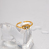 Evil Eye 304 Stainless Steel Micro Pave Clear Cubic Zirconia Adjustable Cuff Rings FS-WGCF674-01-3