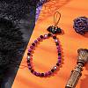 Halloween Round Glass Pearl & Glass & Handmade Polymer Clay Ghost & Silicone Focal Bat Beaded Phone Hand Strap Chains HJEW-MZ00279-1