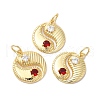 Brass Micro Pave Clear & Red Cubic Zirconia Pendants KK-E068-VF414-2-3