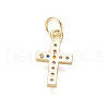 Brass Micro Pave Cubic Zirconia Tiny Cross Charms ZIRC-I032-64G-2