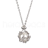 Round Shell Pearl Macrame Pouch Pendant Necklaces NJEW-JN04955-02-1