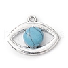 Alloy Pave Natural Red Agate & Unakite & Synthetic Turquoise & Opalite Eye Pendants PALLOY-JF03886-3