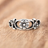 Hollow Out Oval with Flower Pattern Brass Finger Rings for Women FS-WG14675-01-2