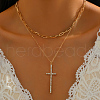 Fashionable Iron & Clear Glass Rhinestone Double-Layer Cross Pendant Necklaces for Women XJ4228-2